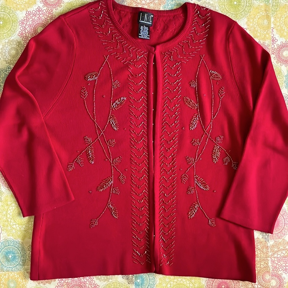 INC. International Concepts Vintage Beaded Cardigan with Bonus Tank